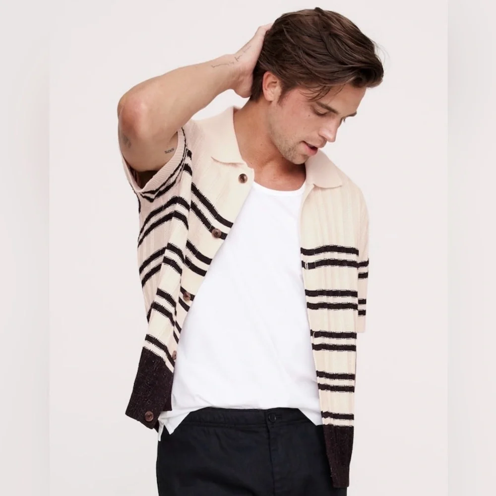 NWT Banana Republic Cotton Linen Resort Polo Sweater Sz Large (#671585)